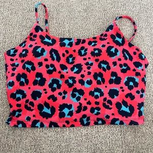 Pink & turquoise cheetah sports bra cropped tank M